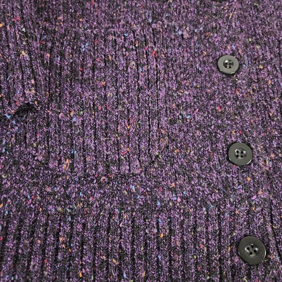 90s Chunky Knit Cardigan Sweater Purple Speckled Plus Size 1X Granny Cottage - Picture 2 of 9